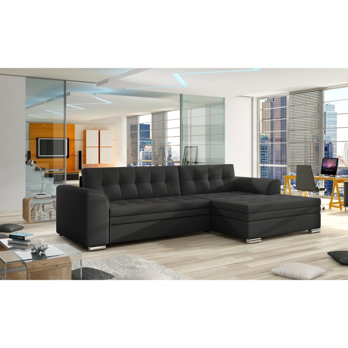 Canapé d’angle convertible CONFORTO 4 places noir – angle droit 