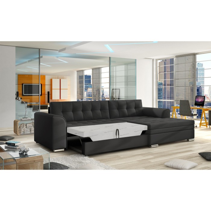 Canapé d’angle convertible CONFORTO 4 places noir – angle droit 