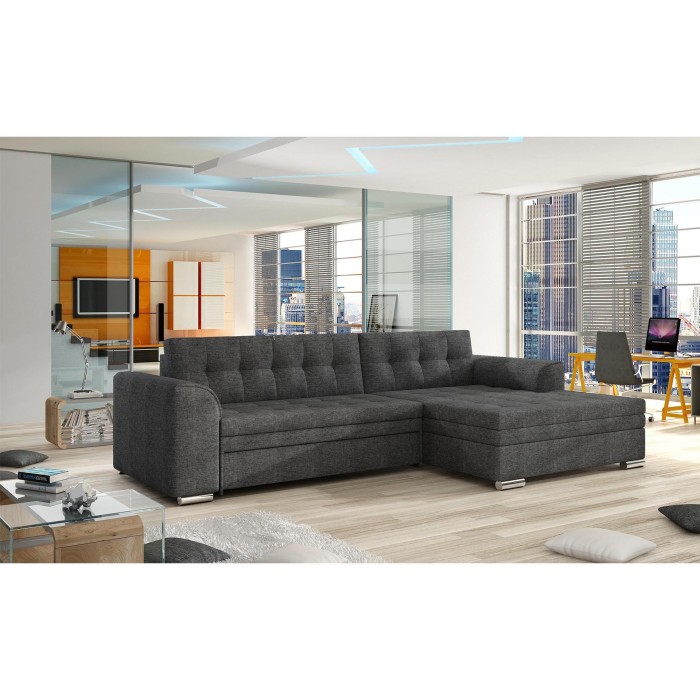 Canapé d’angle convertible CONFORTO 4 places gris foncé – angle droit 