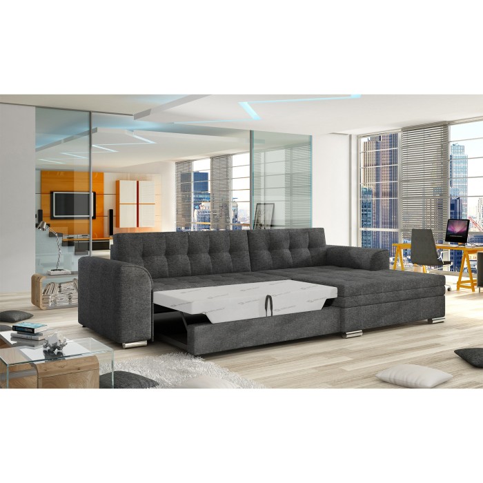 Canapé d’angle convertible CONFORTO 4 places gris foncé – angle droit 