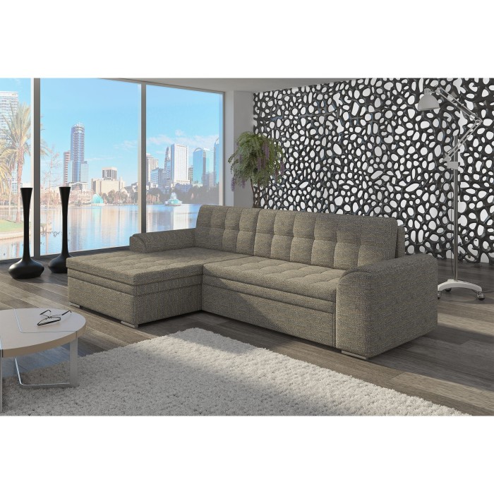 Canapé d’angle convertible CONFORTO 4 places gris – angle gauche 