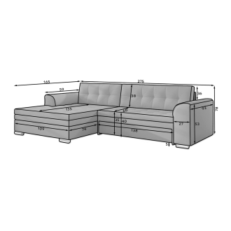 Canapé d’angle convertible CONFORTO 4 places gris – angle gauche 