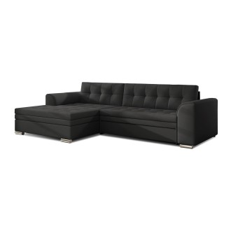 Canapé d’angle convertible CONFORTO 4 places noir – angle gauche 