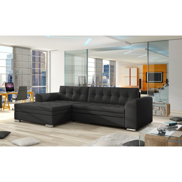 Canapé d’angle convertible CONFORTO 4 places noir – angle gauche 