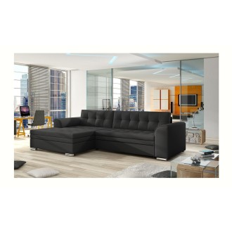 Canapé d’angle convertible CONFORTO 4 places noir – angle gauche 