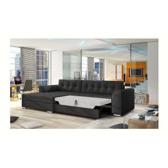 Canapé d’angle convertible CONFORTO 4 places noir – angle gauche 