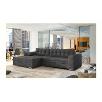 Canapé d’angle convertible CONFORTO 4 places gris foncé – angle gauche 