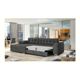 Canapé d’angle convertible CONFORTO 4 places gris foncé – angle gauche 