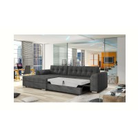 Canapé d’angle convertible CONFORTO 4 places gris foncé – angle gauche 