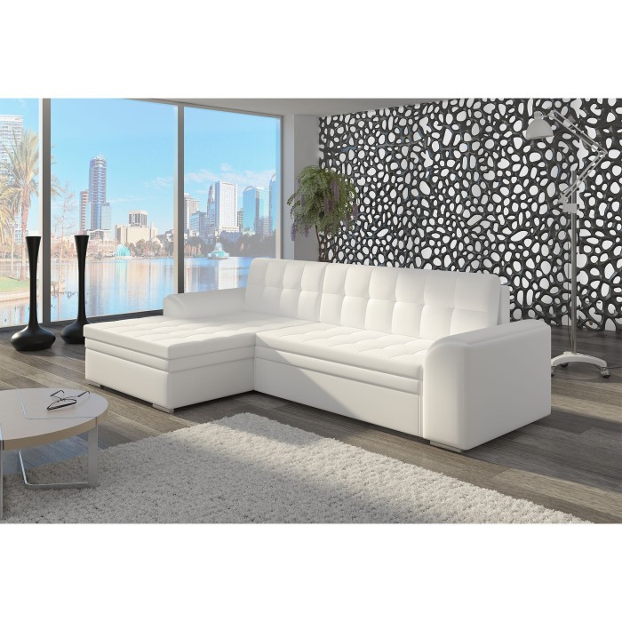 Canapé d’angle convertible CONFORTO 4 places blanc – angle gauche 