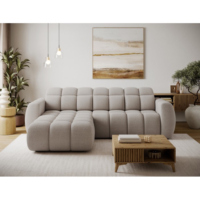Canapé d’angle électrique FANOTI 3 places beige – angle gauche 