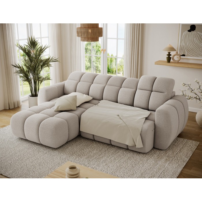 Canapé d’angle électrique FANOTI 3 places beige – angle gauche 