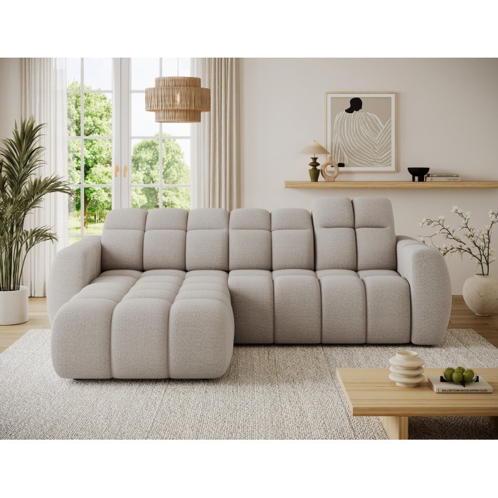 Canapé d’angle électrique FANOTI 3 places beige – angle gauche 