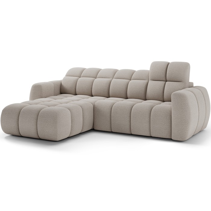 Canapé d’angle électrique FANOTI 3 places beige – angle gauche 