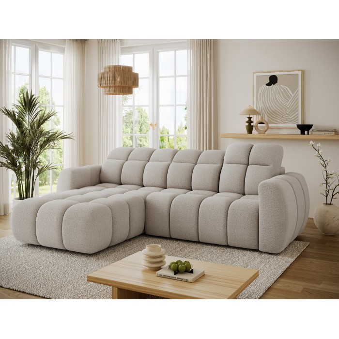 Canapé d’angle électrique FANOTI 3 places beige – angle gauche 