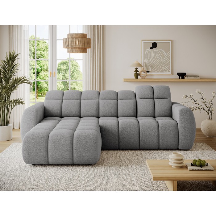 Canapé d’angle électrique FANOTI 3 places gris – angle gauche 