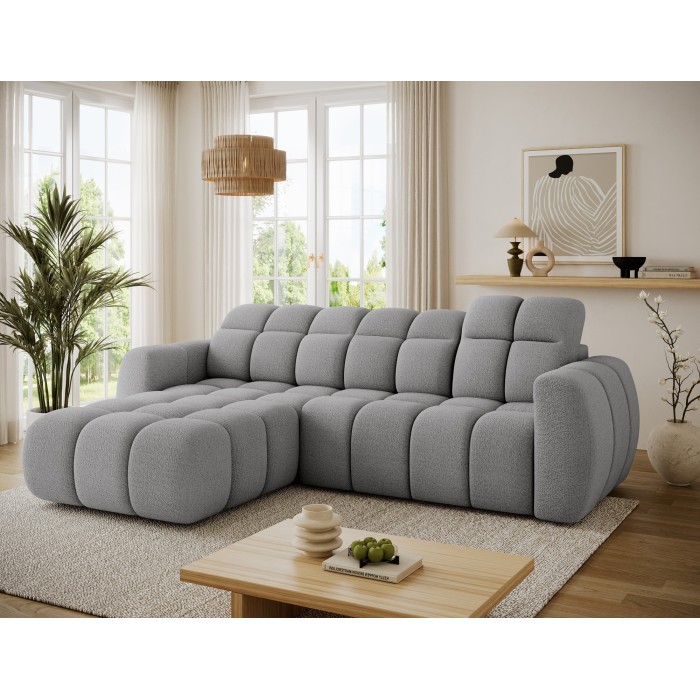 Canapé d’angle électrique FANOTI 3 places gris – angle gauche 
