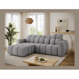 Canapé d’angle électrique FANOTI 3 places gris – angle gauche 