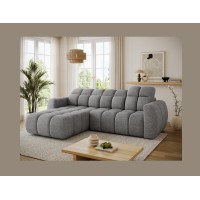 Canapé d’angle électrique FANOTI 3 places gris chiné – angle gauche 
