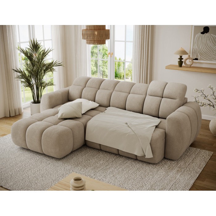 Canapé d’angle électrique FANOTI 3 places beige – angle gauche – version 2 