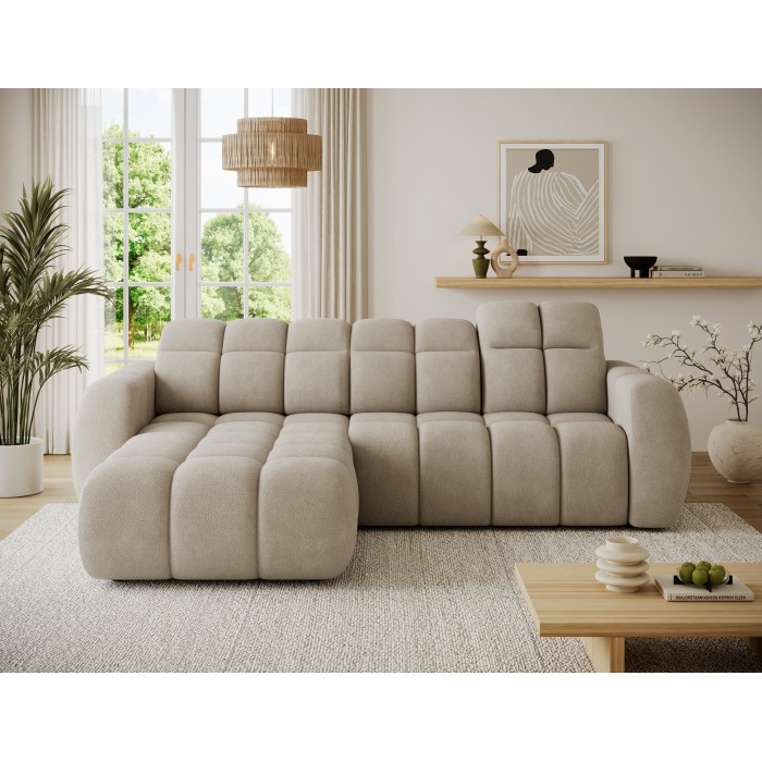 Canapé d’angle électrique FANOTI 3 places beige – angle gauche – version 2 