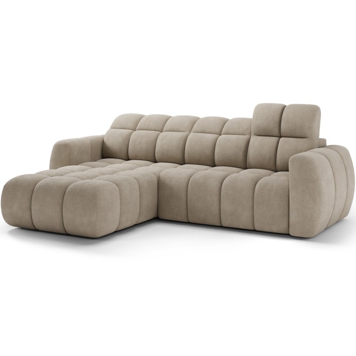 Canapé d’angle électrique FANOTI 3 places beige – angle gauche – version 2 