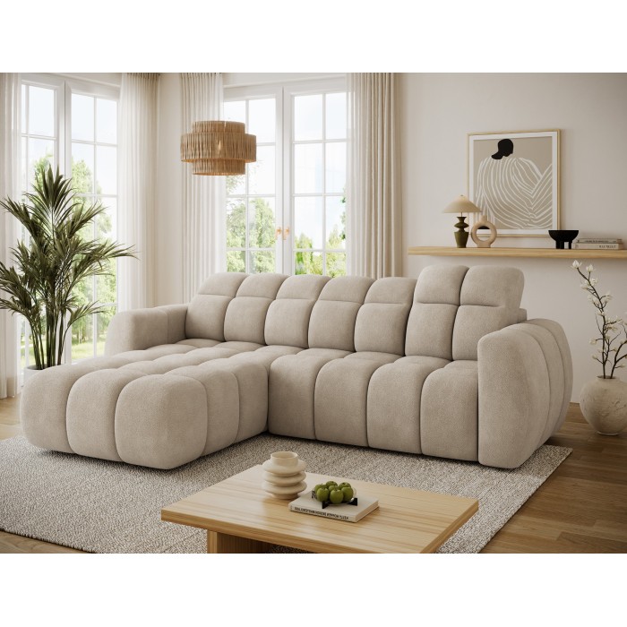 Canapé d’angle électrique FANOTI 3 places beige – angle gauche – version 2 