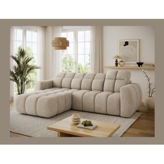 Canapé d’angle électrique FANOTI 3 places beige – angle gauche – version 2 