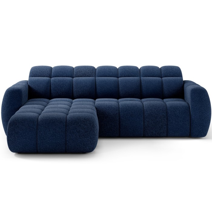 Canapé d’angle électrique FANOTI 3 places bleu foncé – angle gauche 