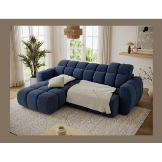 Canapé d’angle électrique FANOTI 3 places bleu foncé – angle gauche 