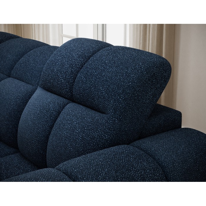 Canapé d’angle électrique FANOTI 3 places bleu foncé – angle gauche 