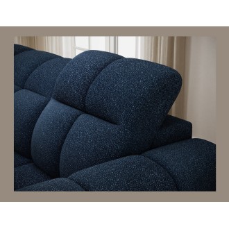 Canapé d’angle électrique FANOTI 3 places bleu foncé – angle gauche 
