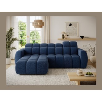 Canapé d’angle électrique FANOTI 3 places bleu foncé – angle gauche 