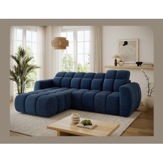 Canapé d’angle électrique FANOTI 3 places bleu foncé – angle gauche 