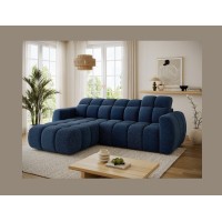 Canapé d’angle électrique FANOTI 3 places bleu foncé – angle gauche 