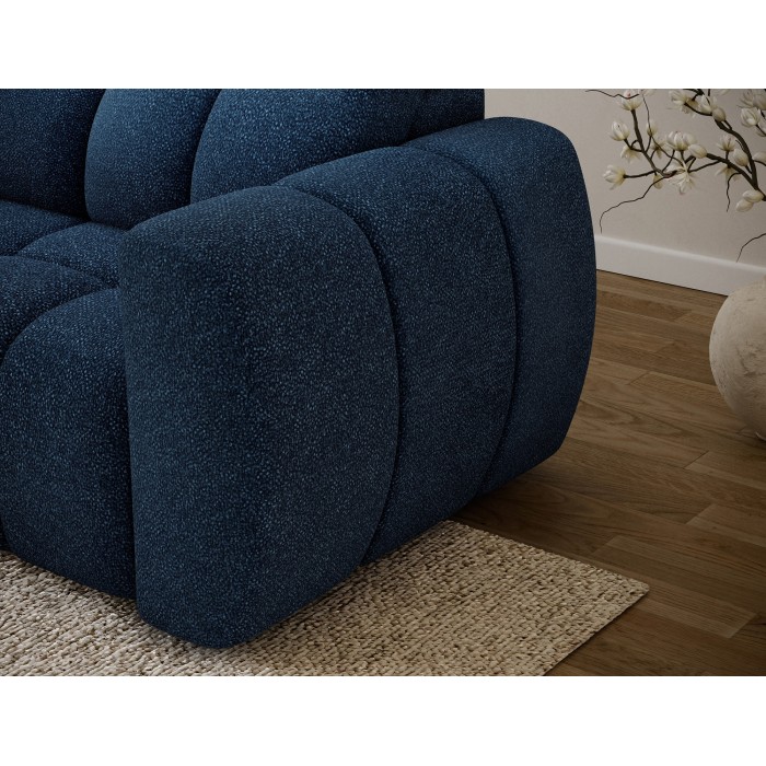 Canapé d’angle électrique FANOTI 3 places bleu foncé – angle gauche 