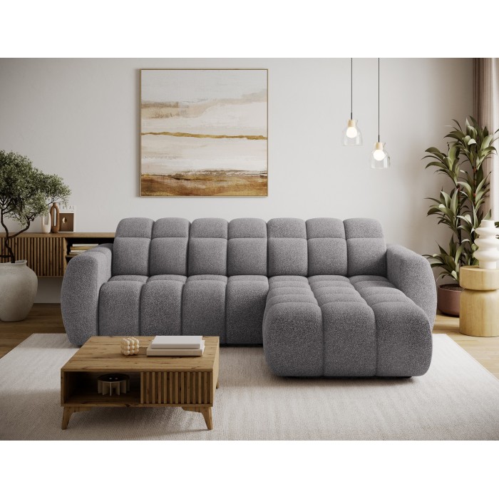 Canapé d’angle électrique FANOTI 3 places gris – angle droit 