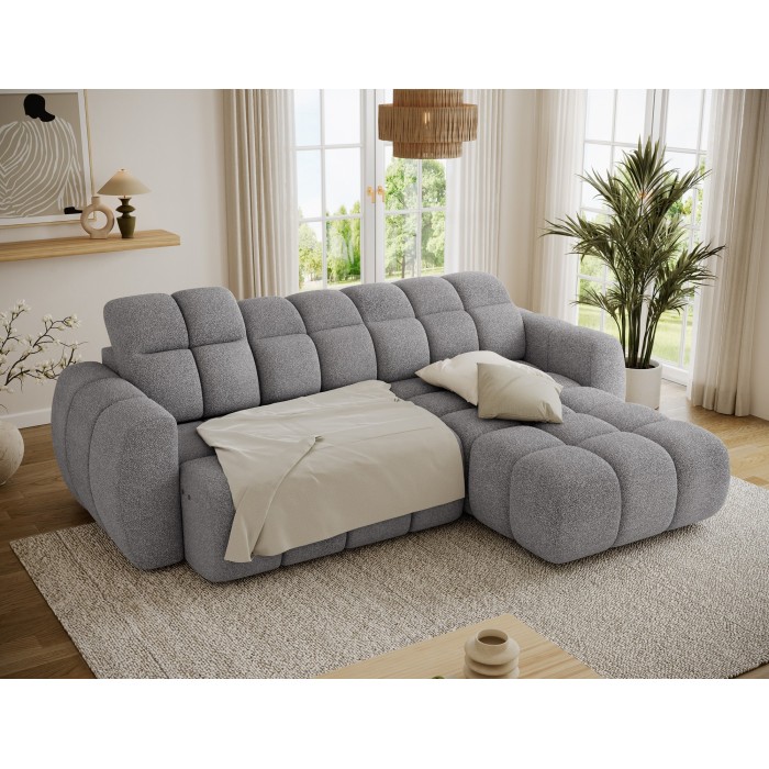 Canapé d’angle électrique FANOTI 3 places gris – angle droit 