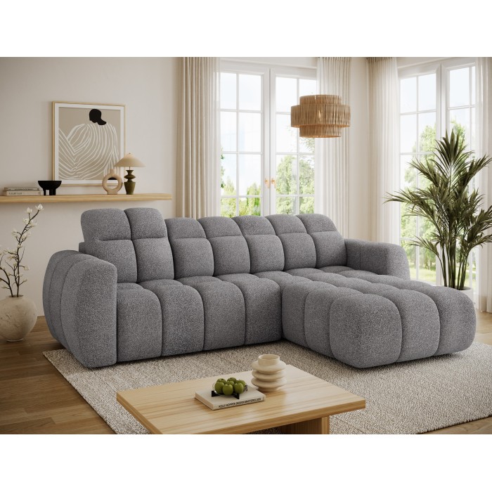 Canapé d’angle électrique FANOTI 3 places gris – angle droit 