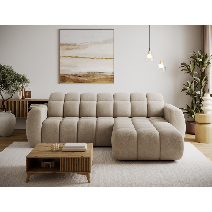Canapé d’angle électrique FANOTI 3 places gris chiné – angle droit 