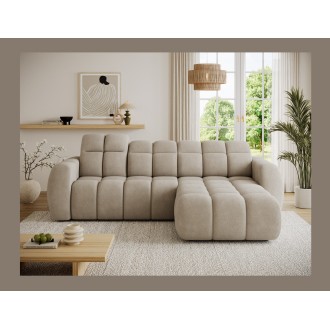 Canapé d’angle électrique FANOTI 3 places gris chiné – angle droit 