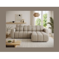 Canapé d’angle électrique FANOTI 3 places gris chiné – angle droit 