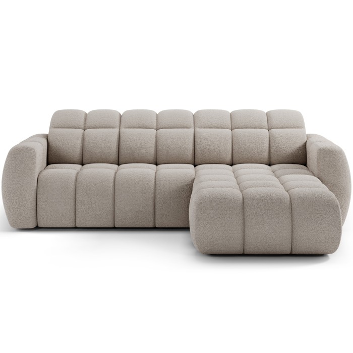 Canapé d’angle électrique FANOTI 3 places gris chiné – angle droit – version 2 