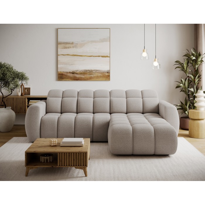 Canapé d’angle électrique FANOTI 3 places gris chiné – angle droit – version 2 