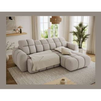 Canapé d’angle électrique FANOTI 3 places gris chiné – angle droit – version 2 