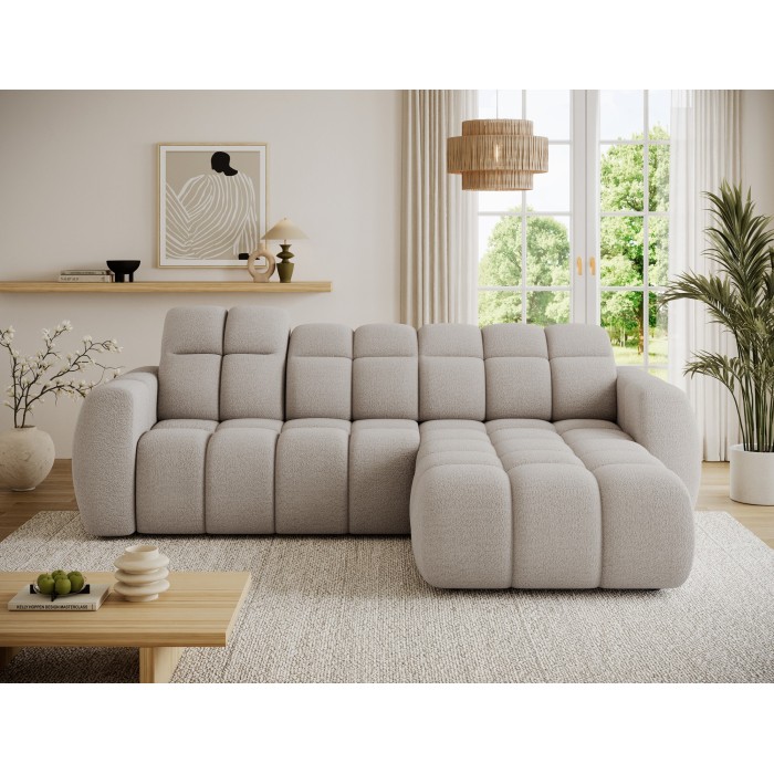 Canapé d’angle électrique FANOTI 3 places gris chiné – angle droit – version 2 