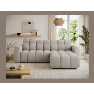 Canapé d’angle électrique FANOTI 3 places gris chiné – angle droit – version 2 
