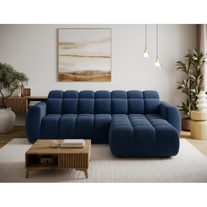 Canapé d’angle électrique FANOTI 3 places bleu foncé – angle droit 