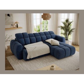 Canapé d’angle électrique FANOTI 3 places bleu foncé – angle droit 