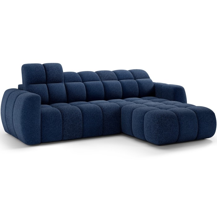 Canapé d’angle électrique FANOTI 3 places bleu foncé – angle droit 